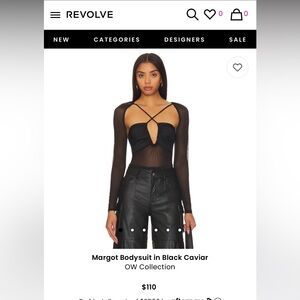 NWT Revolve OW Collection black mesh bodysuit Margot size XS